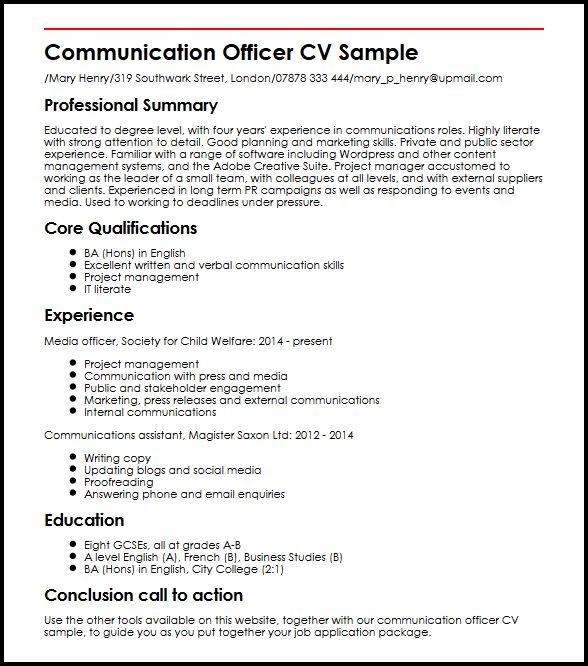 communications officer personal statement