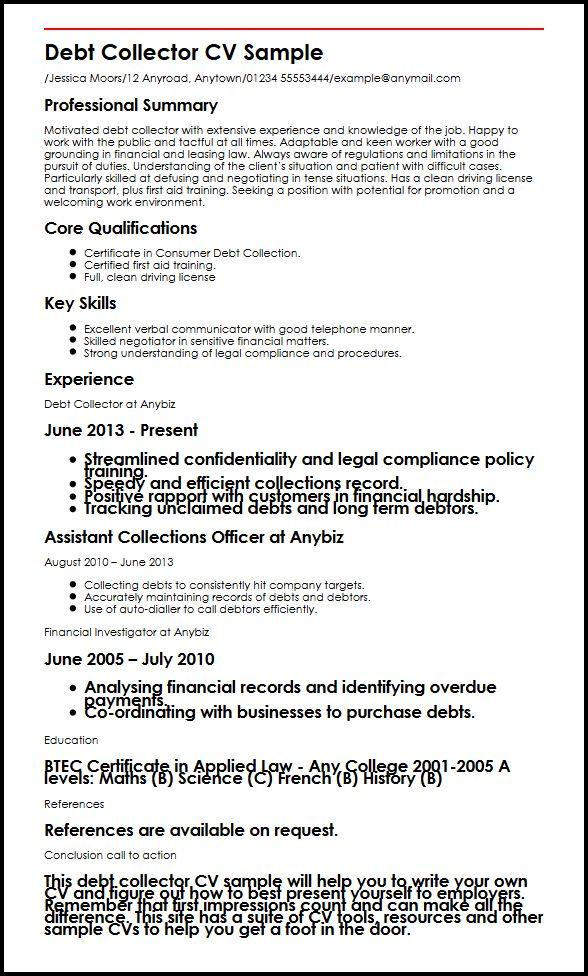 Collector Job Description Sample