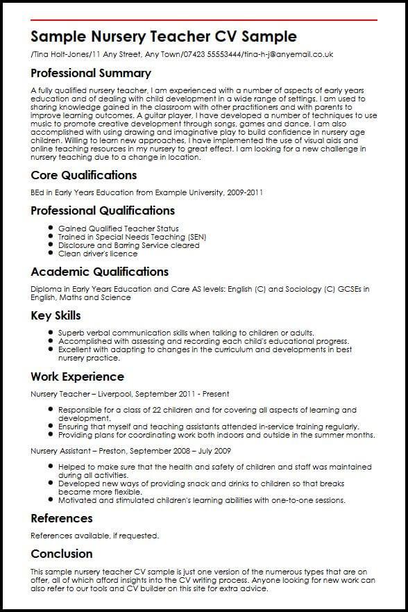 resume summary for teaching job fresher