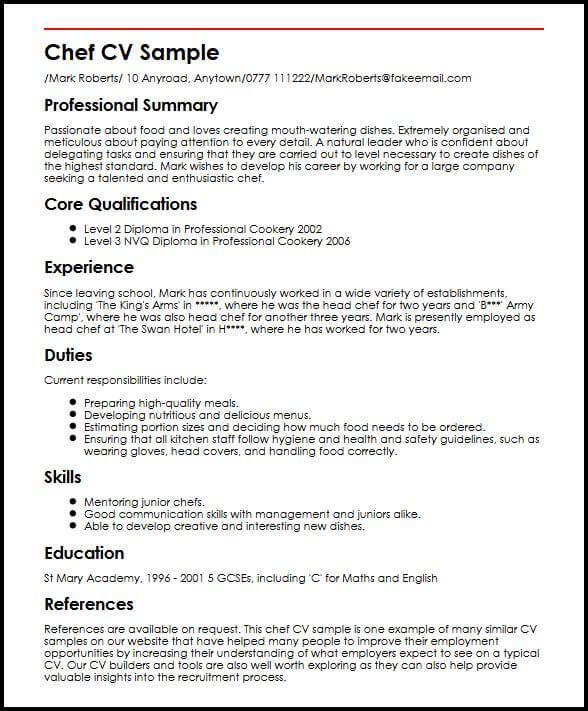 personal statement of a curriculum vitae