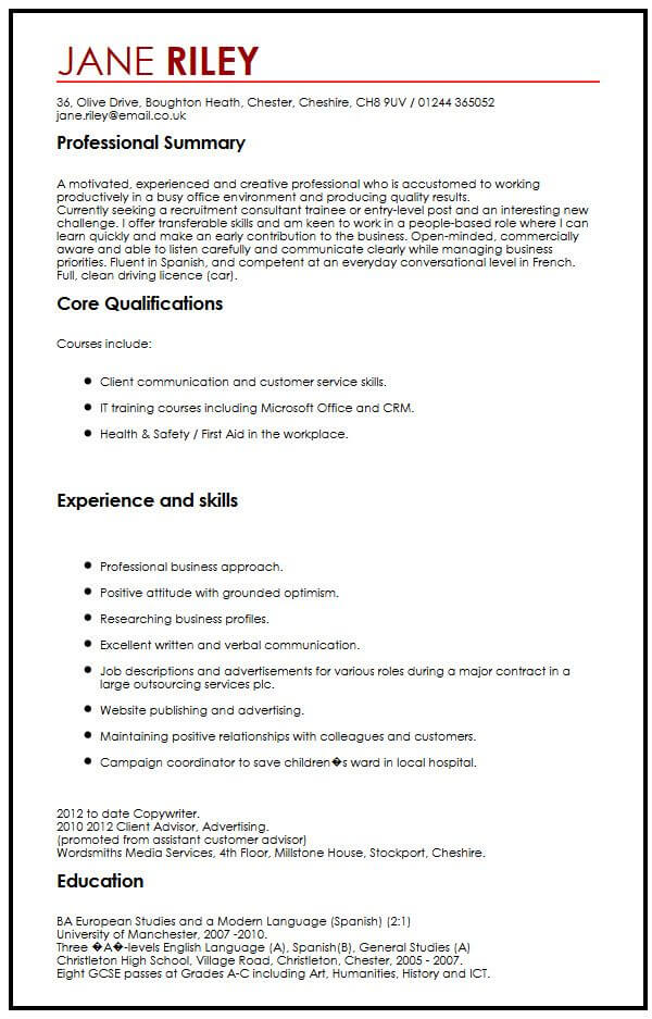 sample of skills and abilities in resume