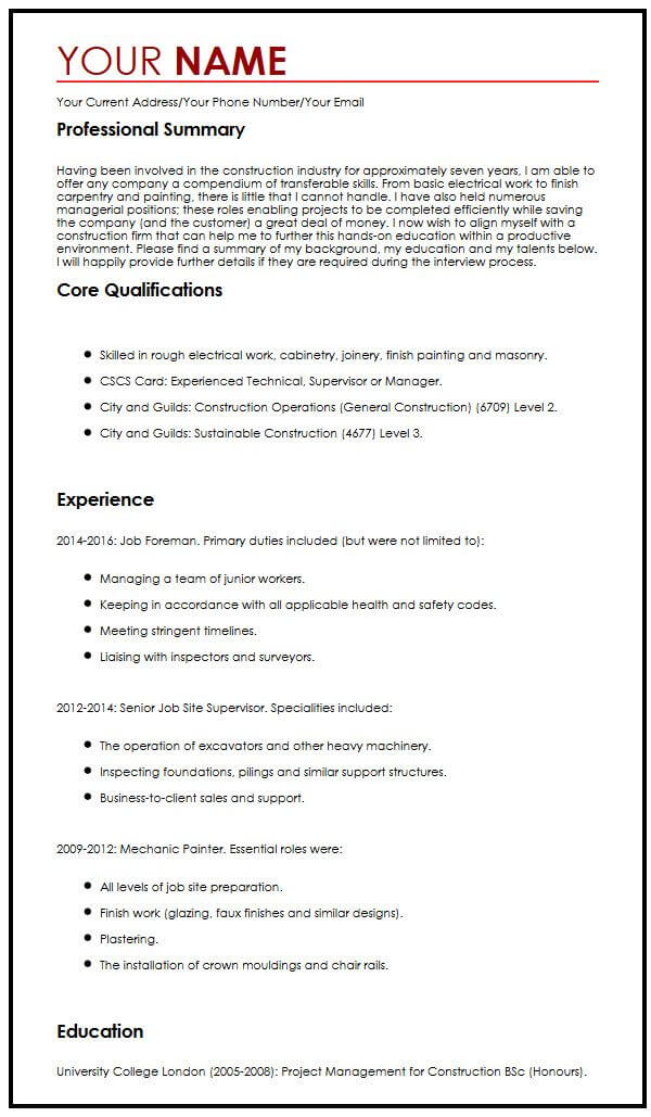 CV Sample With Transferable Skills MyPerfectCV