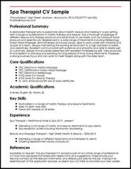 Spa Therapist CV Sample MyperfectCV