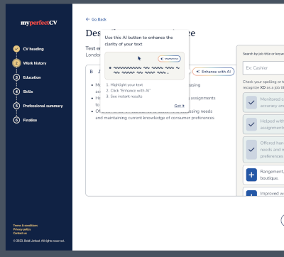 MyPerfectCV AI Suggestions Implementation